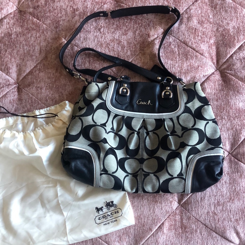 Black and grey coach bag
